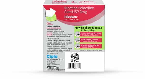 Nicotex 2Mg Paan Gums Sugar Free Strip Of 9 I Helps Quit Smoking