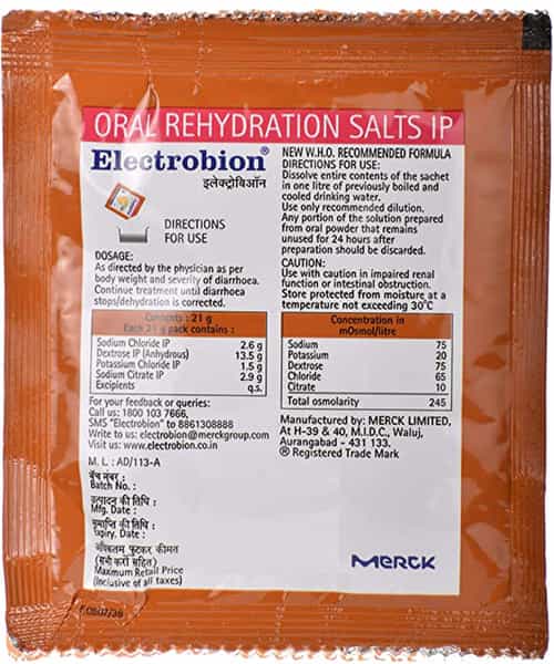 New Electrobion Orange Flavour Sachet Of 21Gm Powder