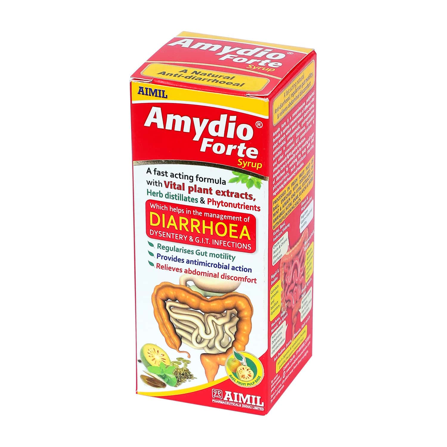 AIMIL AMYDIO FORTE SYRUP 100ML | FOR DIARRHOEA & DYSENTERY | GUT HEALTH | ELECTROLYTES