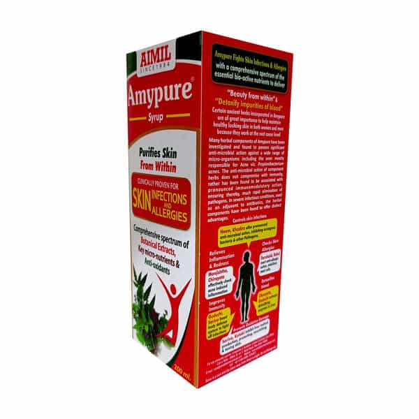 Aimil Amypure Syrup 200 Ml | Ayurvedic Blood Purifier | For Bacterial & Fungal Skin Infections