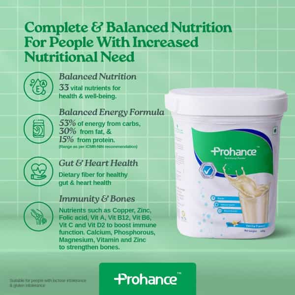 Prohance Vanilla Flavour | Nutrition Drink | Jar 400 Gm