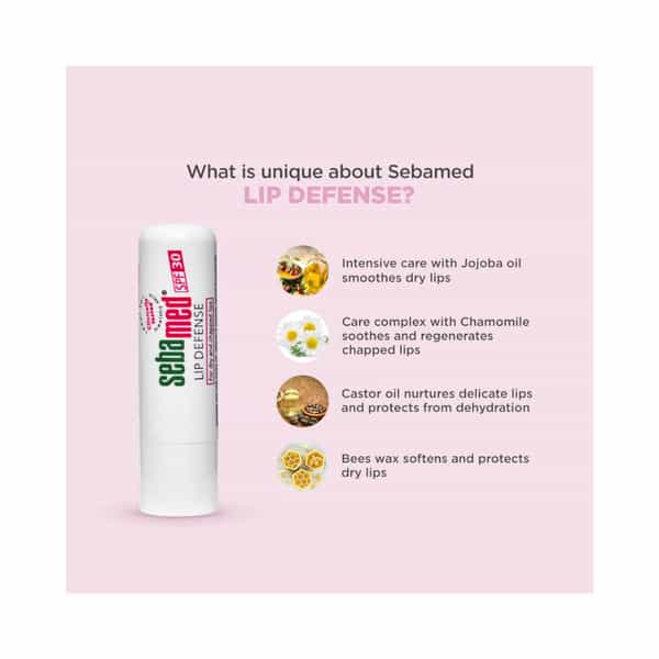 Sebamed Lip Defense 4.8 Gm | For Dry And Chapped Lips | With Spf 30 | With Jojoba Oil And Vitamin E