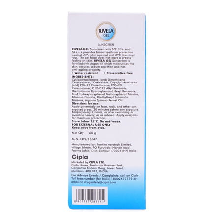 Rivela Spf 30 Plus Tube Of 60gm Sunscreen Gel