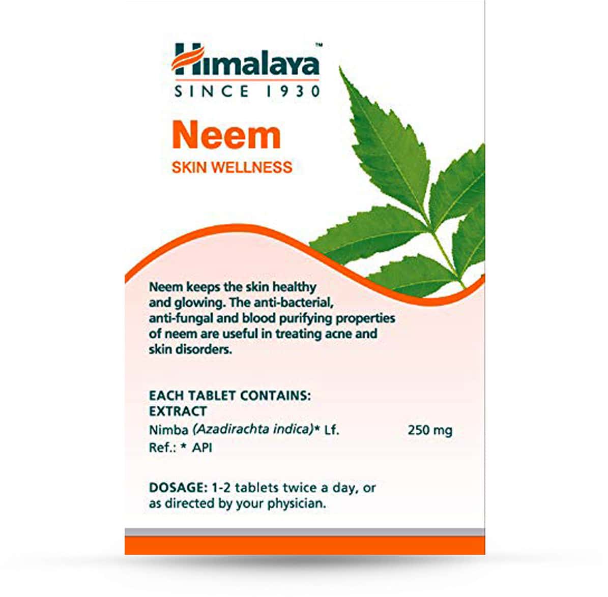 HIMALAYA NEEM SKIN WELLNESS | CONTROLS ACNE | 60 TABLETS