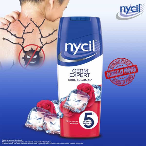 Nycil Cool Gulabjal Prickly Heat Talcum Powder - 150Gm