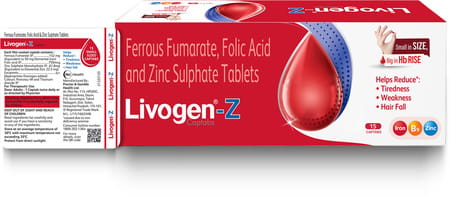 Livogen Z| Management Of Iron Deficiency Anemia | Strip Of 15 Captabs