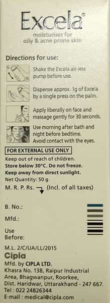 Excela Moisturiser Bottle Of 50Gm Pump