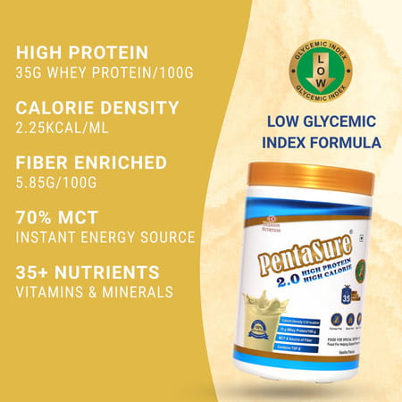 Pentasure 2.0 High Protein High Calorie | Weight Gain Supplement | Vanilla Flavour | Jar | 1 Kg