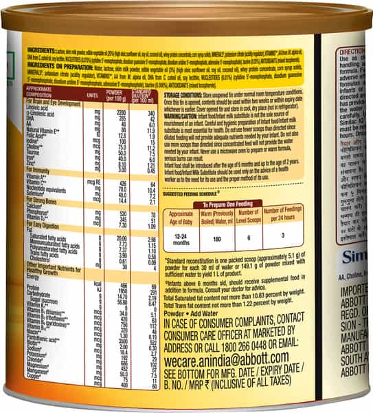 Similac Iq+ Baby Food Stage 3 Follow-Up Formula With Dha + Natural Vitamin E (From 12 - 24 Mon) 400G