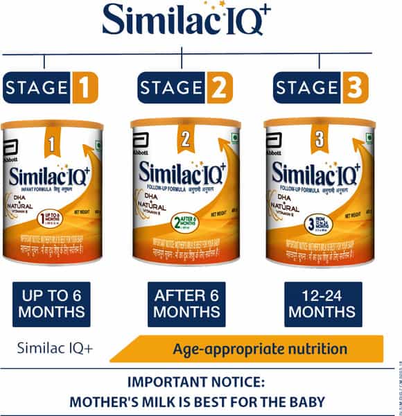 Similac Iq+ Baby Food Stage 3 Follow-Up Formula With Dha + Natural Vitamin E (From 12 - 24 Mon) 400G