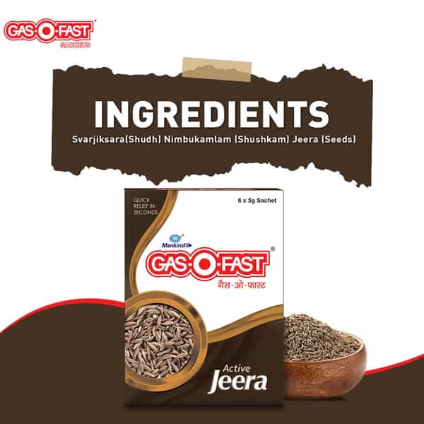 Gas-O-Fast Active Jeera Antacid Sachet Of 5 G