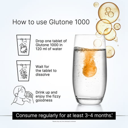 Glutone 1000 Setria Glutathione & Vitamin C 15 Effervescent Tablets - For Skin Glowing & Brightening