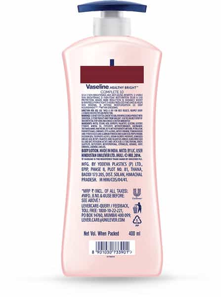 Vaseline Healthy Bright Complete 10 Body Lotion Bottle Of 400 Ml