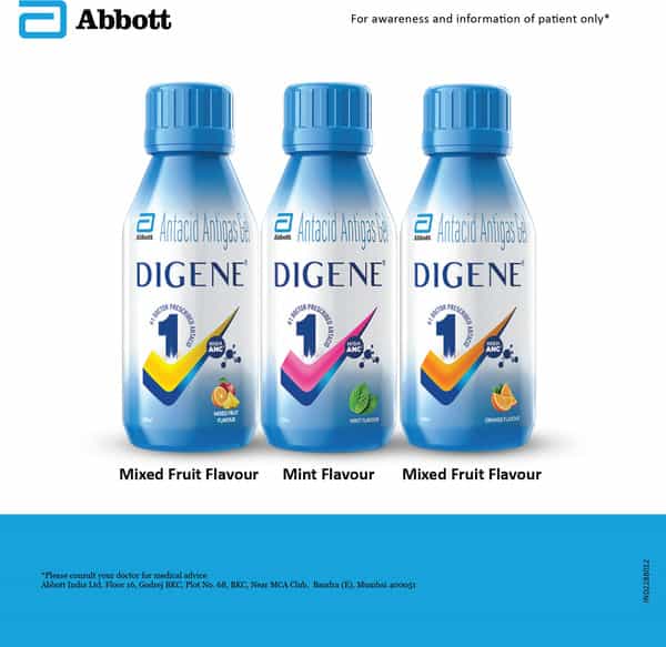 Digene Gel Acidity & Gas Relief - 200Ml Mixed Fruit Flavour Sugar Free