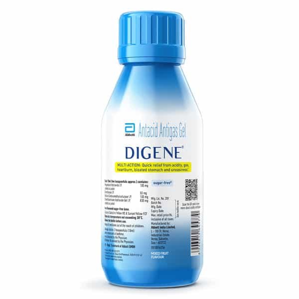 Digene Gel Acidity & Gas Relief - 200Ml Mixed Fruit Flavour Sugar Free
