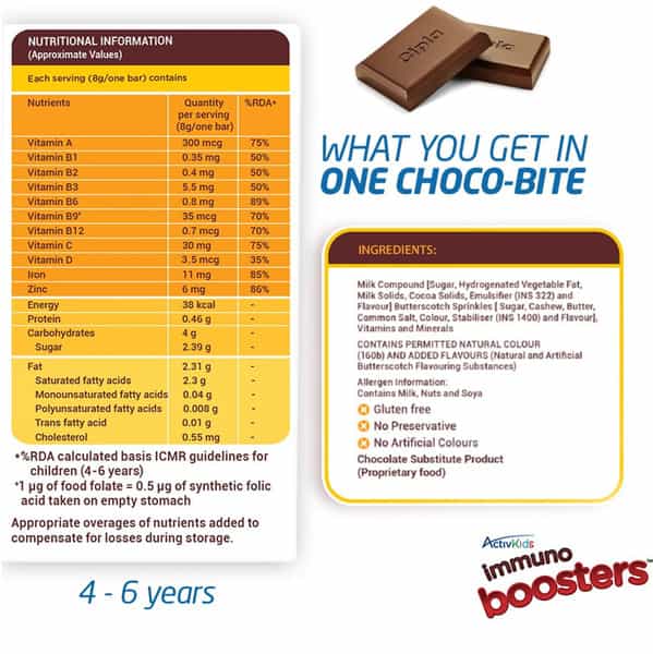 Cipla Activkids Immuno Boosters Nutrition Bar 4-6 Years Container Of 30 'S