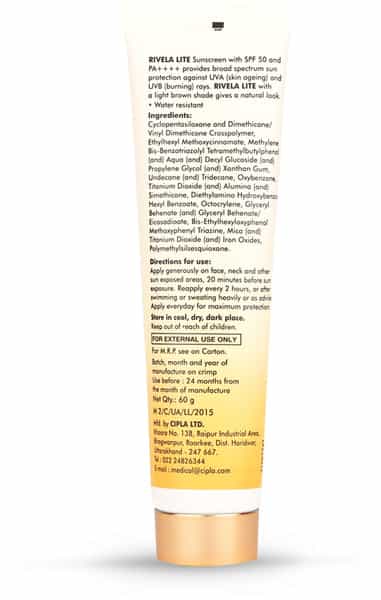 Rivela Lite | Spf 50 | Sunscreen Cream | 60 Gm