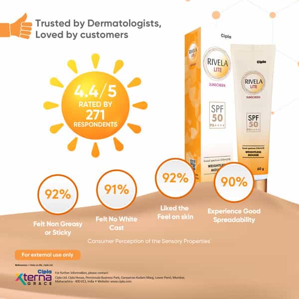 Rivela Lite | Spf 50 | Sunscreen Cream | 60 Gm