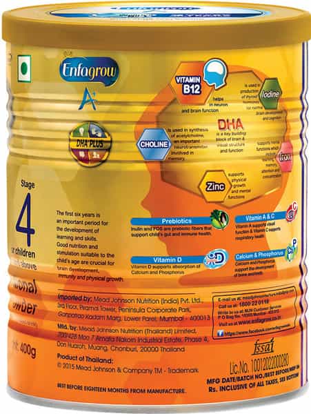 Enfagrow A+ Vanilla Child Nutrition Drink Stage 4 (2 Years And Above) Tin Of 400 G