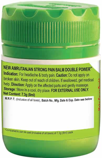 Amrutanjan | Double Power | Strong Pain Relief Balm | Bottle 8 Ml