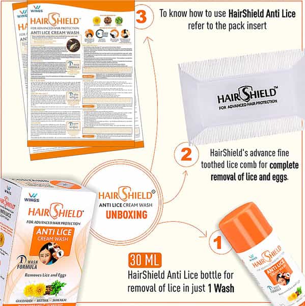 Hair Shield | Anti Lice Cream Wash | Bottle 30 Ml