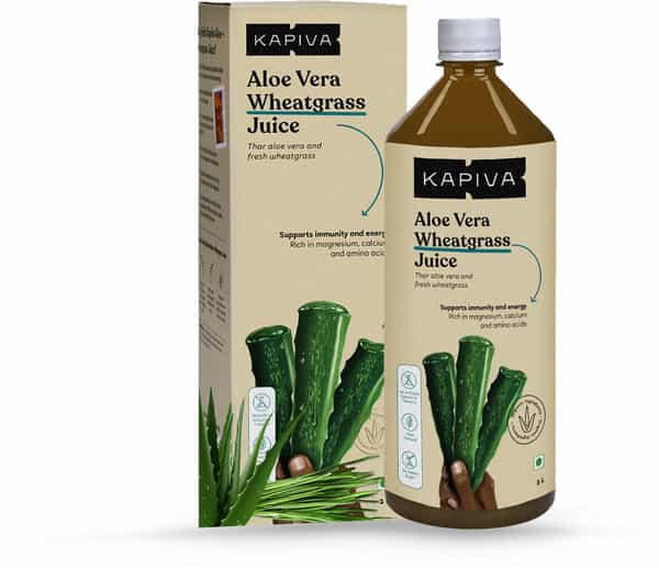 Kapiva Aloe Vera Wheatgrass Juice Natural Detoxifier No Added Sugar - 1 L