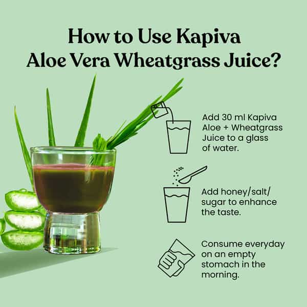 Kapiva Aloe Vera Wheatgrass Juice Natural Detoxifier No Added Sugar - 1 L