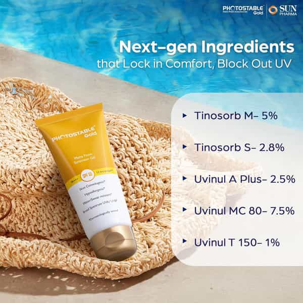Photostable Gold | Spf 55 | Matte Finish Sunscreen Gel 50 Gm