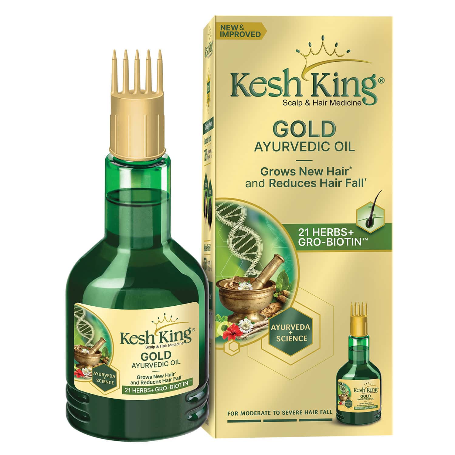 Kesh King Gold Ayurvedic Hair Oil With 21 Herbs And Gro-Biotin 100 Ml