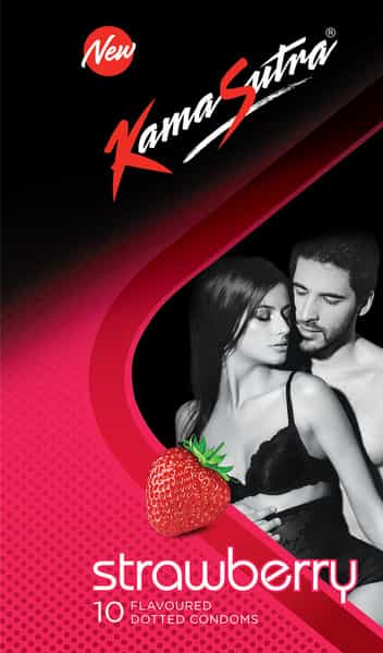 Kamasutra Excite Strawberry Box Of 10 Condoms
