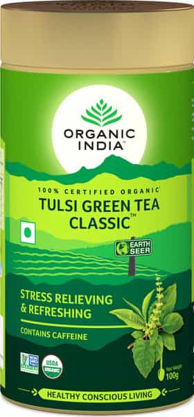 Organic India Tulsi Green Tea Classic 100 Gm Tin