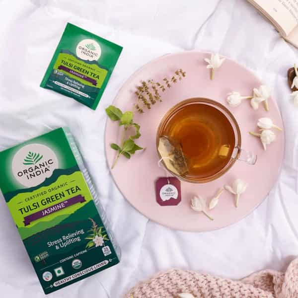 Organic India Tulsi Jasmine Green Tea Bags Packet Of 25