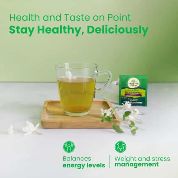 Organic India Tulsi Jasmine Green Tea Bags Packet Of 25