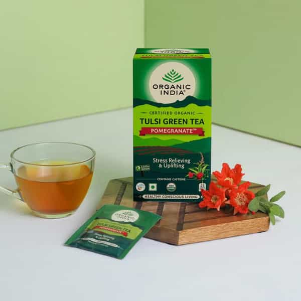 Organic India Tulsi Pomegranate Green Tea Bags Packet Of 25