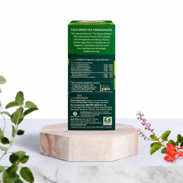 Organic India Tulsi Pomegranate Green Tea Bags Packet Of 25