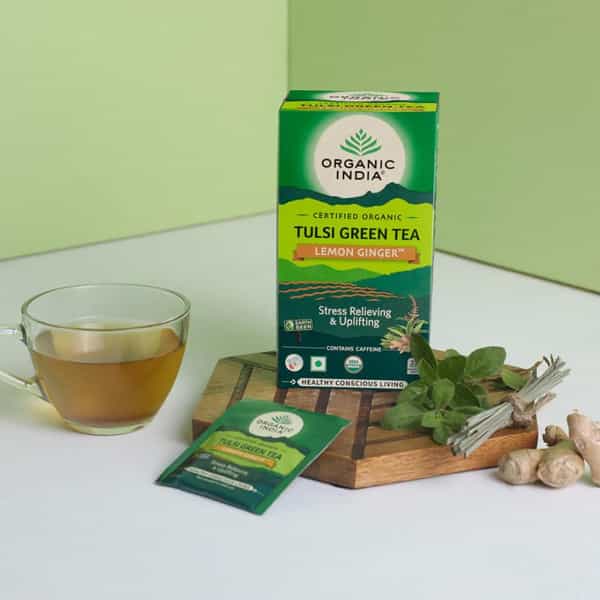Organic India Tulsi Green Tea Lemon Ginger Tea Bag 25'S