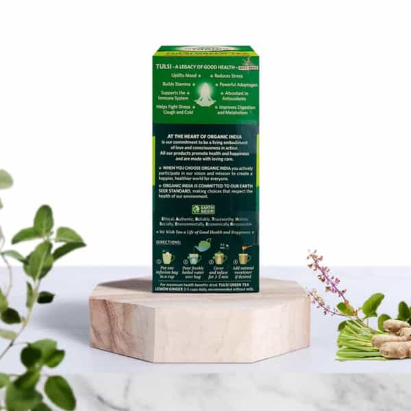 Organic India Tulsi Green Tea Lemon Ginger Tea Bag 25'S