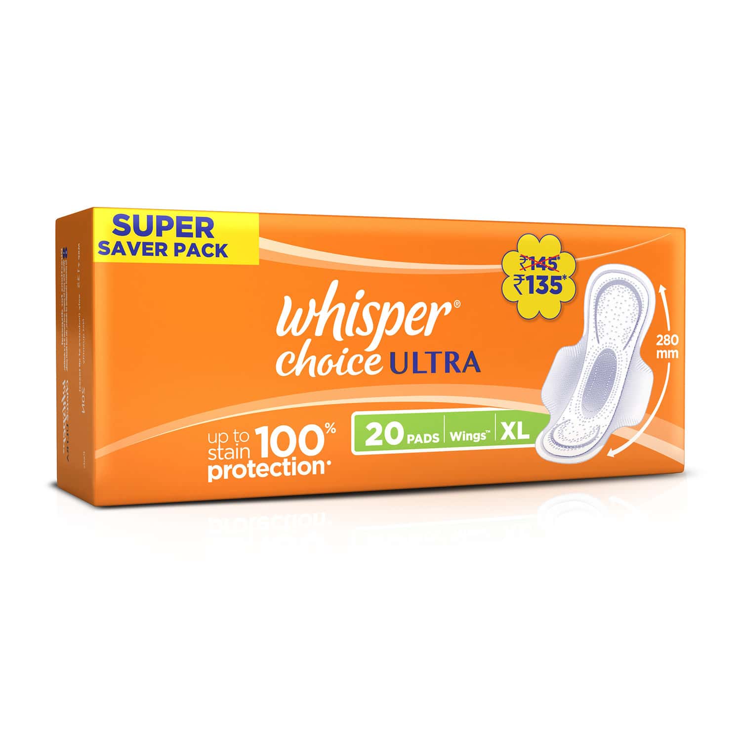 Buy Whisper Choice Ultra Wings Sanitary Pads Extra Large Size 20 Pieces