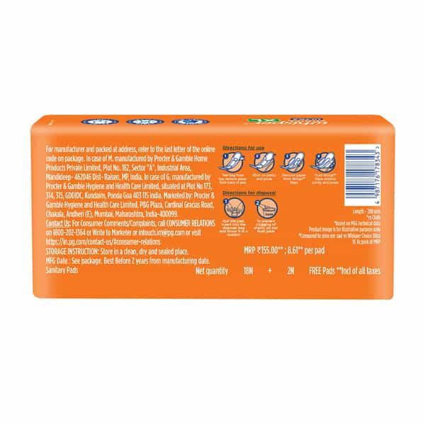 Whisper Choice Ultra Sanitary Pads For Women | Xl 20 Napkins