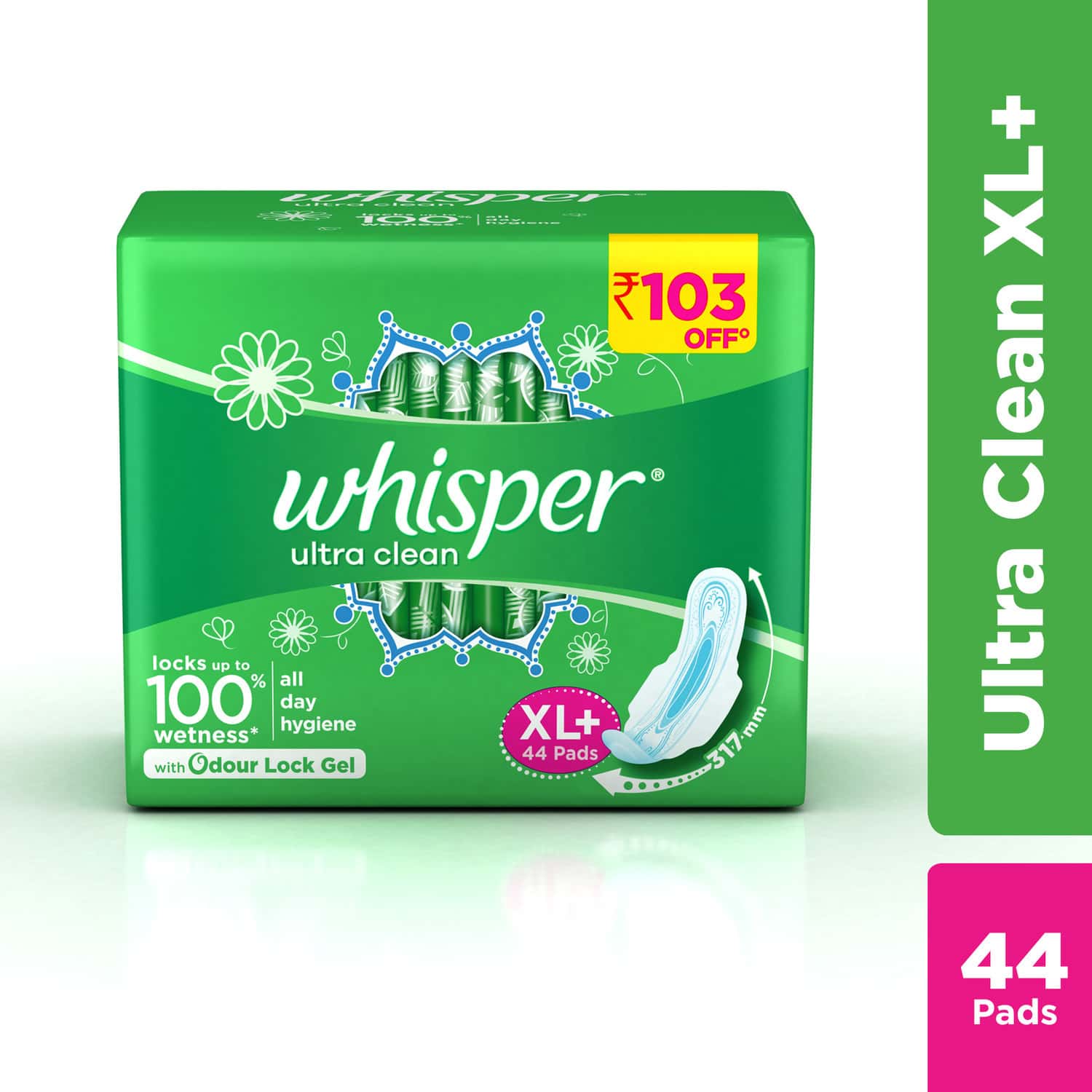 Buy Whisper Ultra Clean Size Xl Plus Sanitary Pads Packet Of 44 Online at Flat 18 OFF* PharmEasy