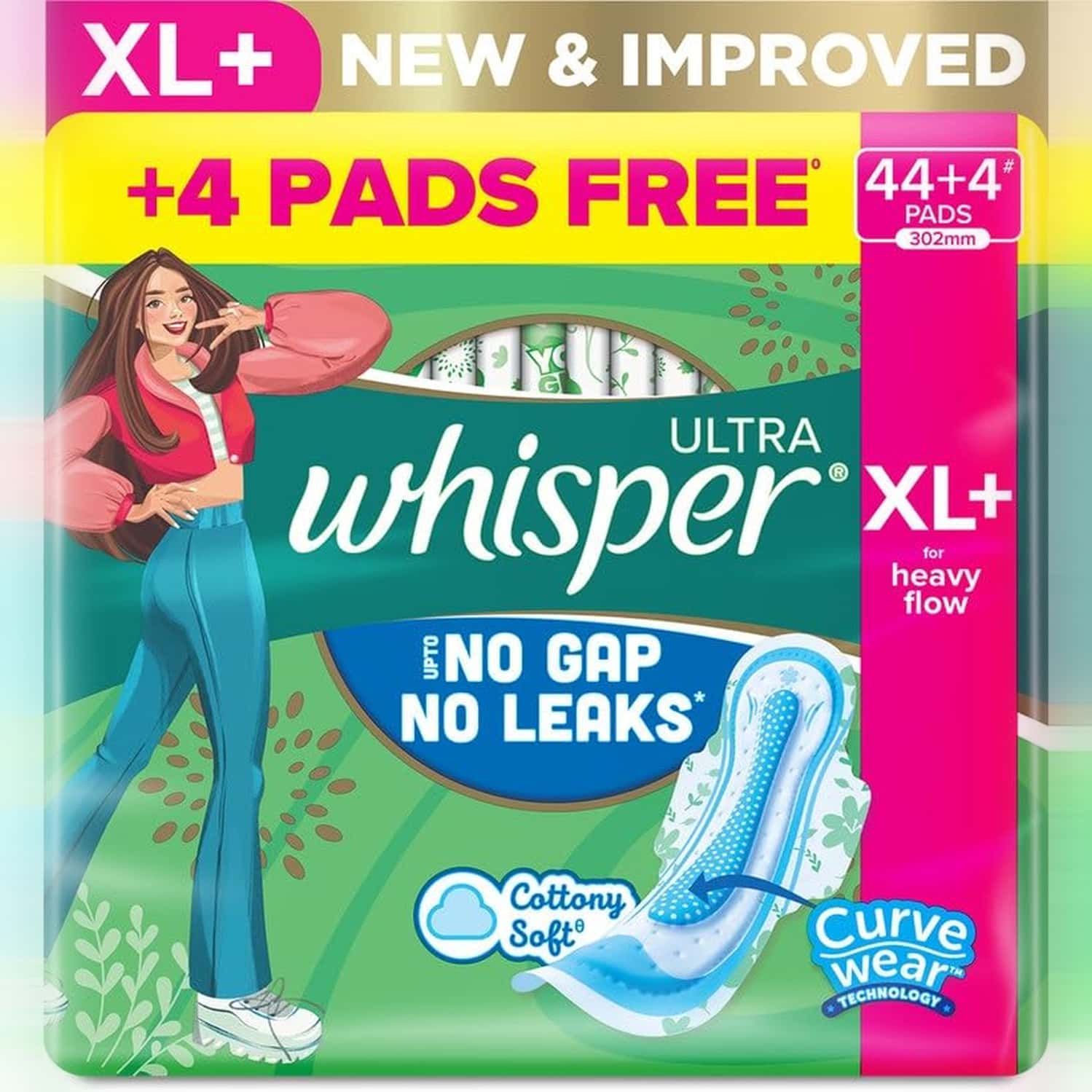 Whisper Ultra Hygiene + Comfort Xl Plus Sanitary Pads Pack Of 44
