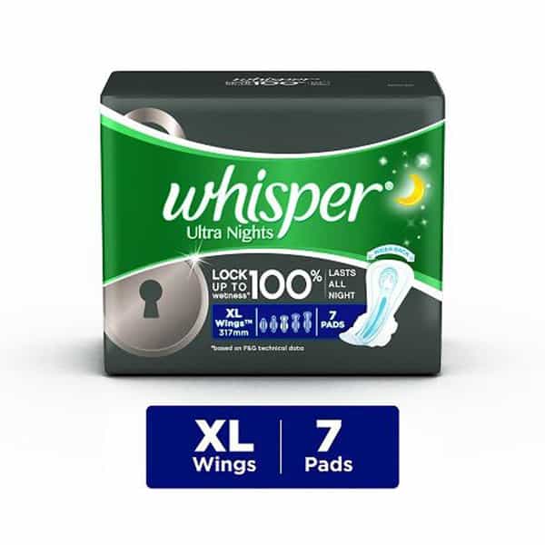 Whisper Ultra Overnight Size Wing Xl Plus Sanitary Pads Packet Of 7