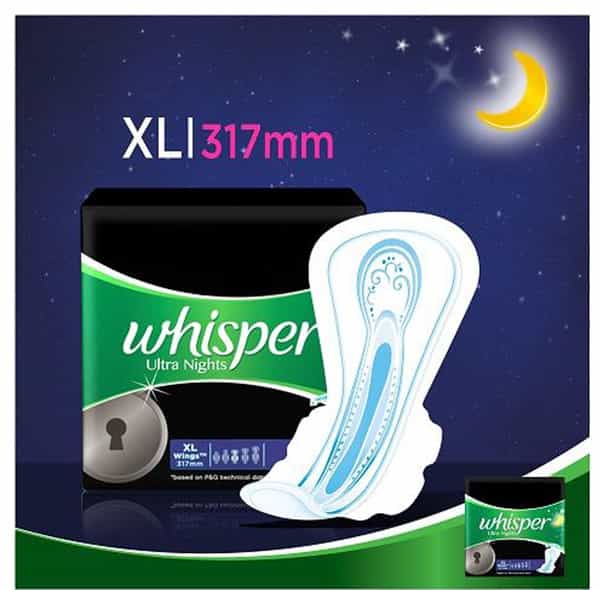 Whisper Ultra Overnight Size Wing Xl Plus Sanitary Pads Packet Of 7