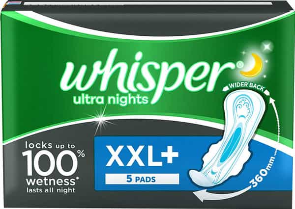 Whisper Ultra Overnight Size Xxl Plus Sanitary Pads Packet Of 5
