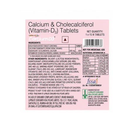 Corcium D3 Strip Of 15 Tablets