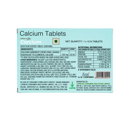 Corcium 225Mg Strip Of 15 Tablets