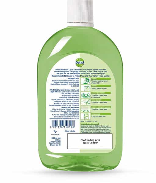 Dettol Liquid Disinfectant For Floor Cleaner Surface Disinfection (Lime Fresh 200Ml)