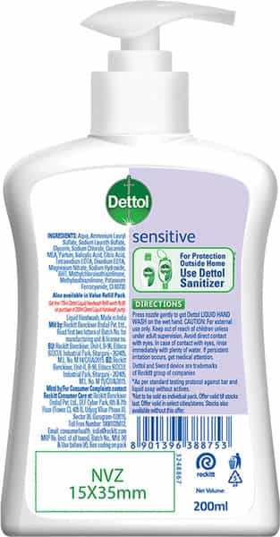 Dettol Ph-Balanced Sensitive Handwash Bottle Of 200 Ml