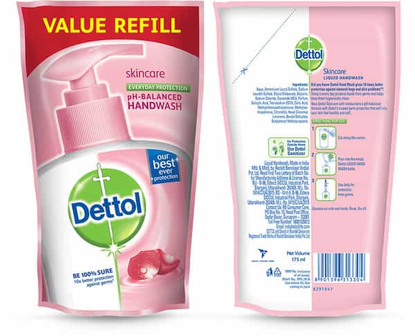 Dettol Liquid Handwash Refill - Skincare Moisturizing Hand Wash 175Ml 