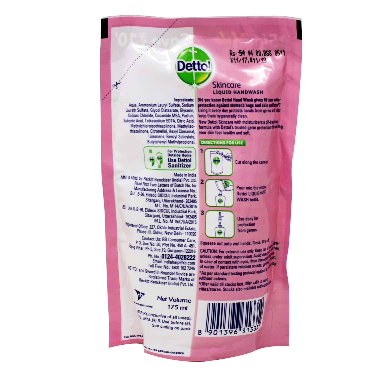 Buy Dettol PhBalanced Skincare Handwash Packet Of 175 Ml Online at